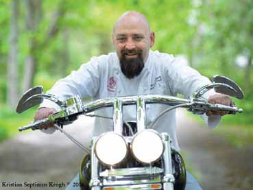 Fall 2012 Lion's Share chef on motorcycle chef on motorcycle